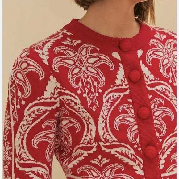 FARM Rio Red Romantic Garden Intarsia Cardigan - Picture 2 of 8